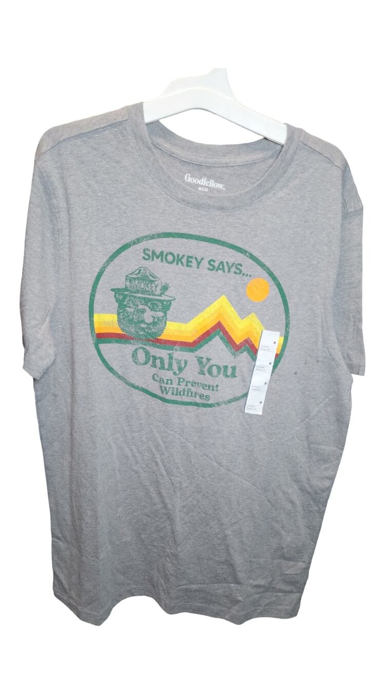 Goodfellow Co Smokey Bear Only You Prevent Wildfires Graphic Tee Gray NWT Med